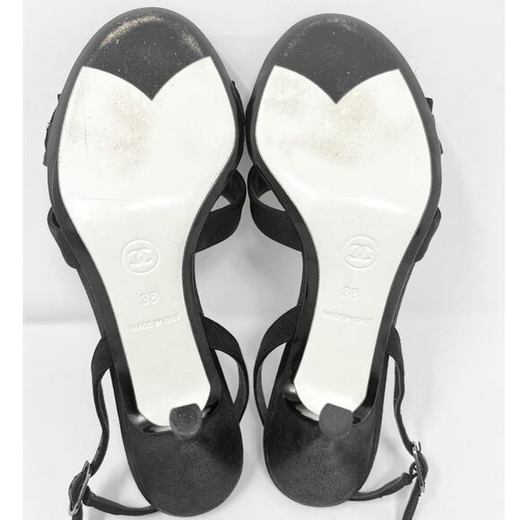 Chanel 06P G25060 Black Slingback Heels Camellia Bow 2006 Archive Y2K - Picture 8 of 8